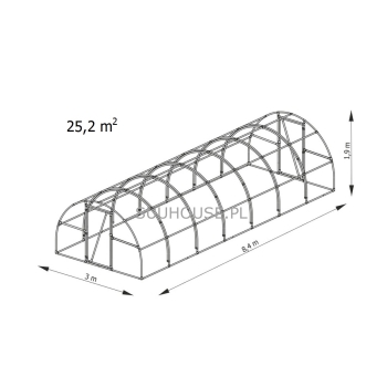 Fóliový tunel AW8 [25,2m2] 8 x 3 x 1,9 m